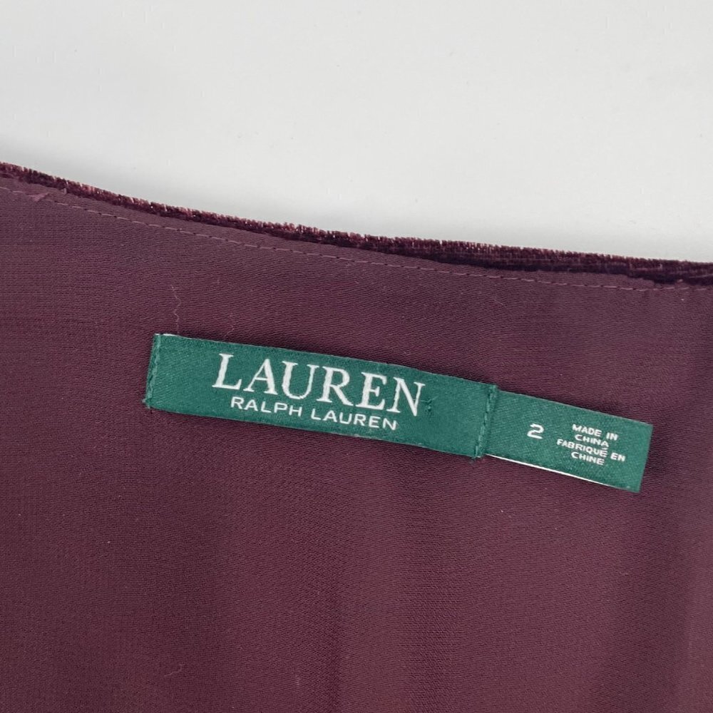 NWOT Lauren Ralph Lauren Purple Velvet Long Sleeve Belted Dress Womens Size 2 - Picture 6 of 10